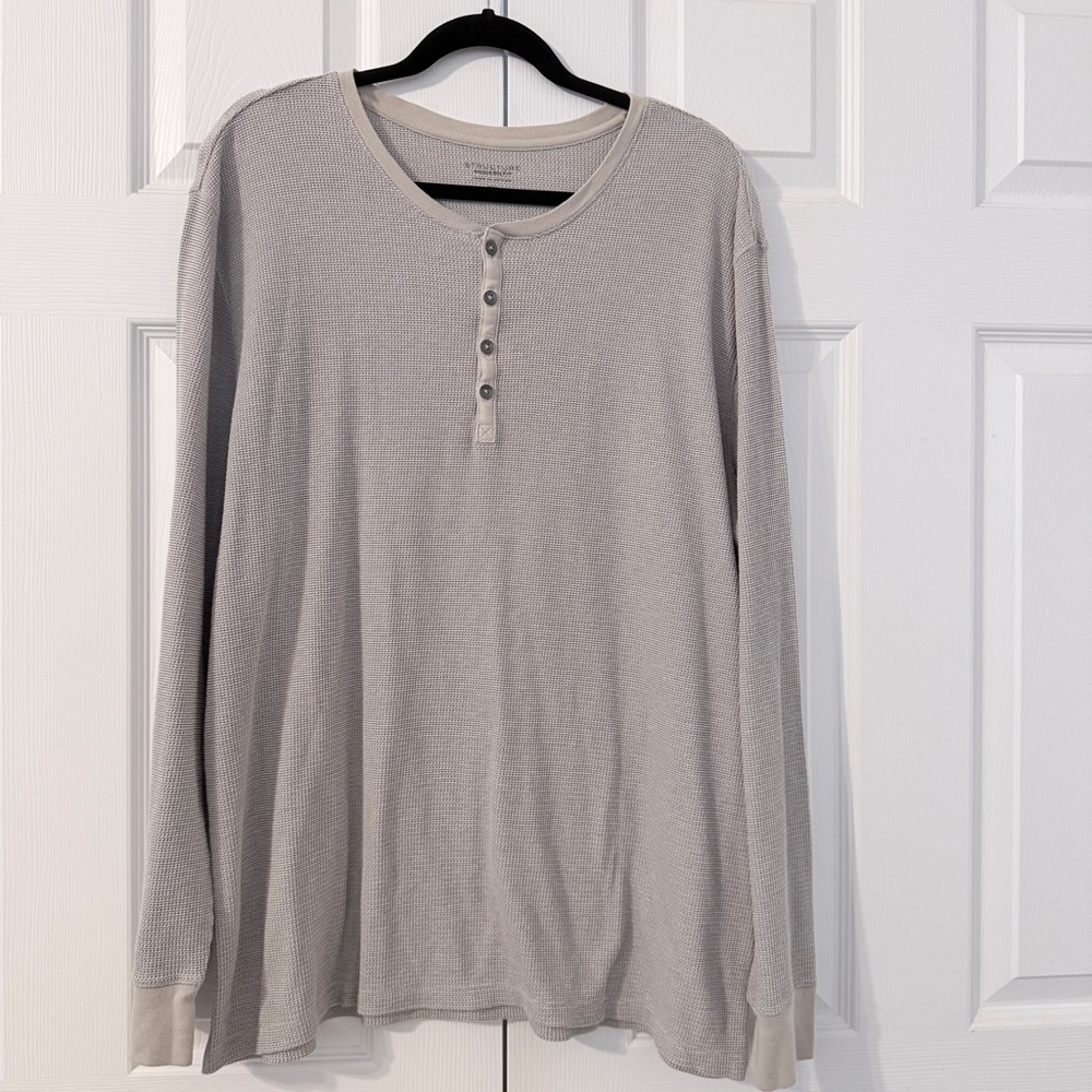 Structure Modern Fit Beige Gray Henley XXL